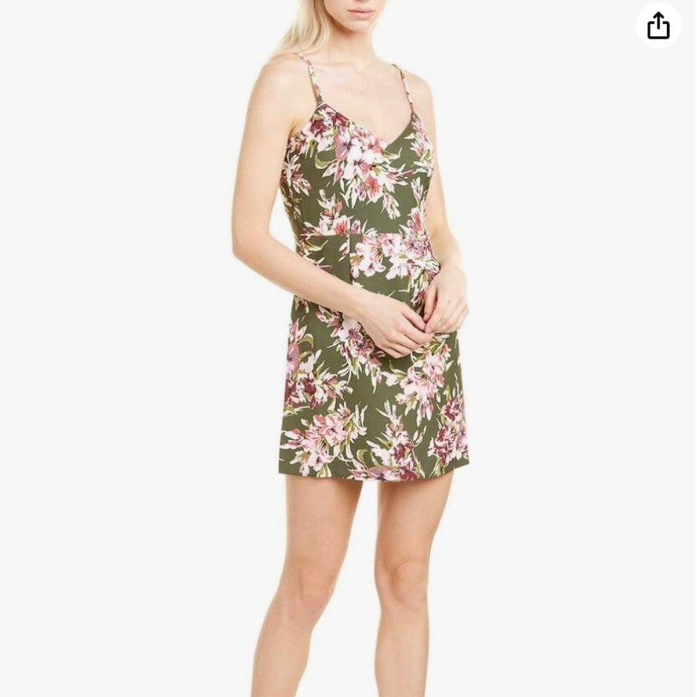 French Connection Green Floral Print Mini Dress 12 NWT